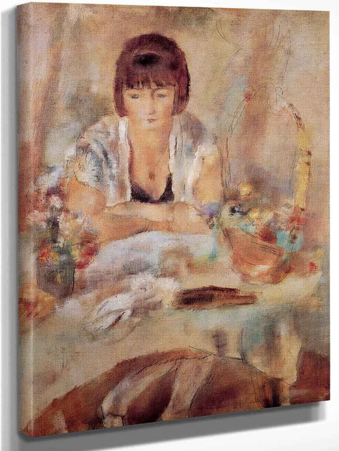 Portrait Of Lucy At A Table By Jules Pascin