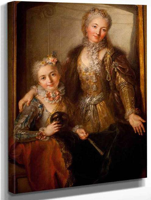 Portrait Of Madame Dupille And Her Daughter By Charles Antoine Coypel Iv By Charles Antoine Coypel Iv