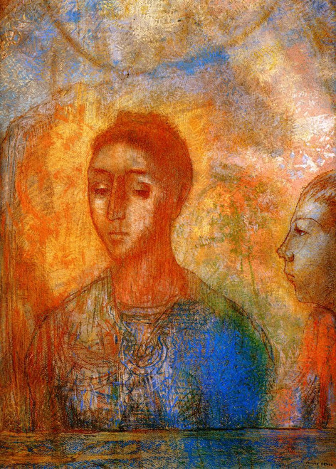 Portrait Of Madame Redon With Ari By Odilon Redon