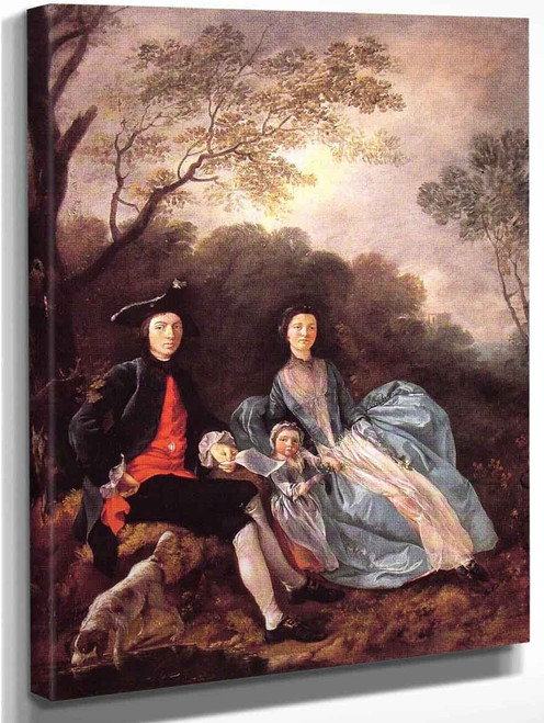 Portrait Of The Artist With His Wife And Daughter By Thomas Gainsborough