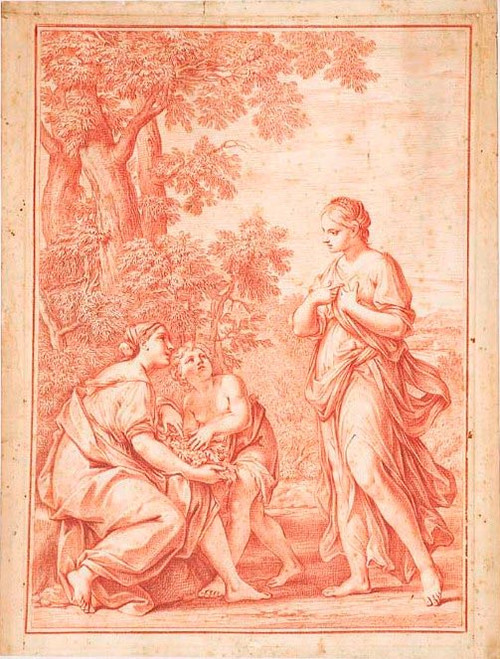 Rachel And Leah In A Landscape By Marcantonio Franceschini  By Marcantonio Franceschini