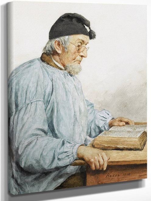 Reading Old Farmer By Albert Anker
