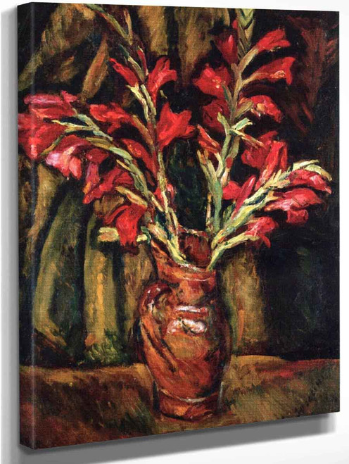Red Gladiolas In A Vase By Chaim Soutine