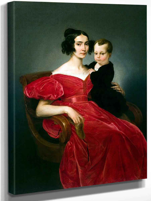 Ritratto Della Contessa Teresa Zumali Marsili Con Il Figlio Giuseppe By Francesco Paolo Hayez