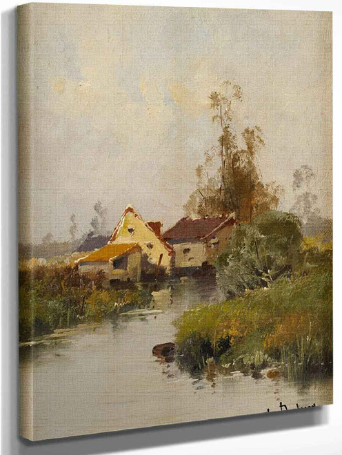 River Landscape By Eugene Galien Laloue