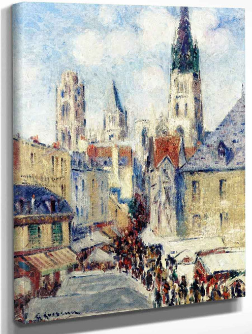 Rue De L'epicerie In Rouen, Market Day By Gustave Loiseau Art Reproduction