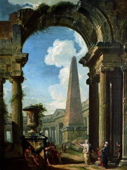 Ruins Of A Temple With A Sibyl By Giovanni Paolo Panini By Giovanni Paolo Panini
