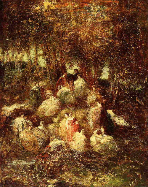 Rural Scene By Adolphe Joseph Thomas Monticelli