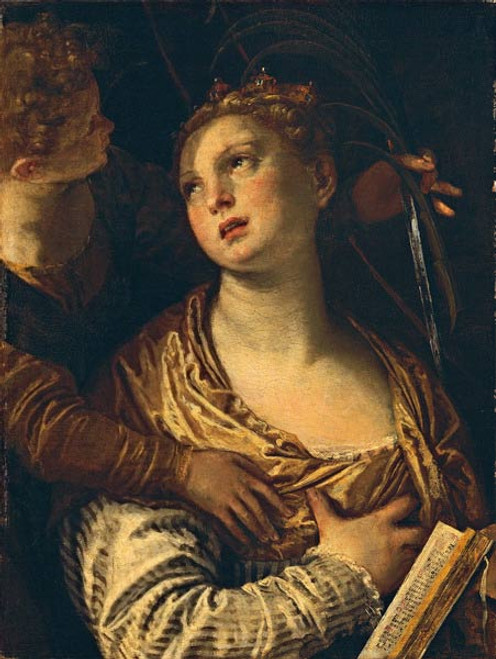 Saint Catherine With An Angel By Paolo Veronese