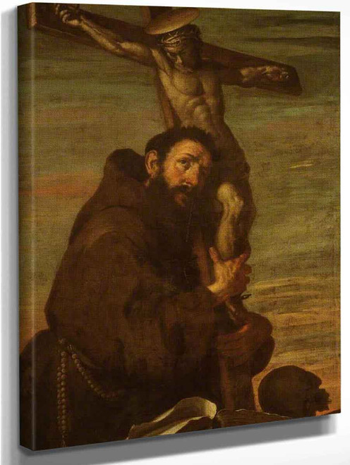 Saint Francis Of Assisi Embracing A Crucifix By Bernardo Strozzi