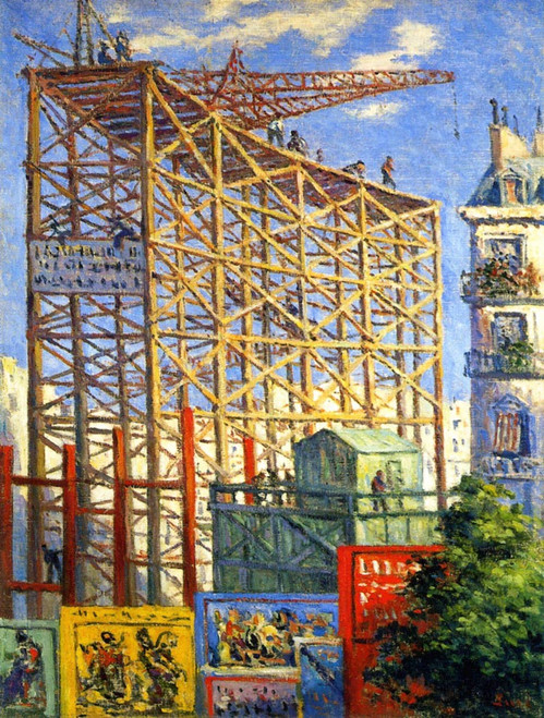 Scaffolding And Posters1 By Maximilien Luce By Maximilien Luce