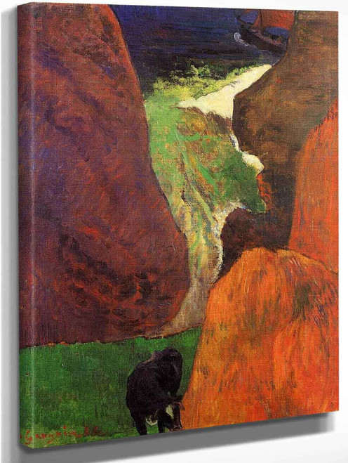 Seascape With Cow On The Edge Of A Cliff By Paul Gauguin