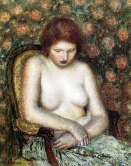 Seated Half Nude By Frederick Carl Frieseke By Frederick Carl Frieseke