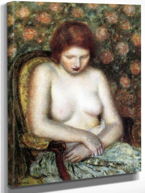 Seated Half Nude By Frederick Carl Frieseke By Frederick Carl Frieseke