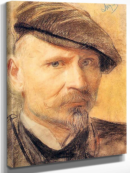 Self Portrait In Flat Cap By Leon Jan Wyczolkowski