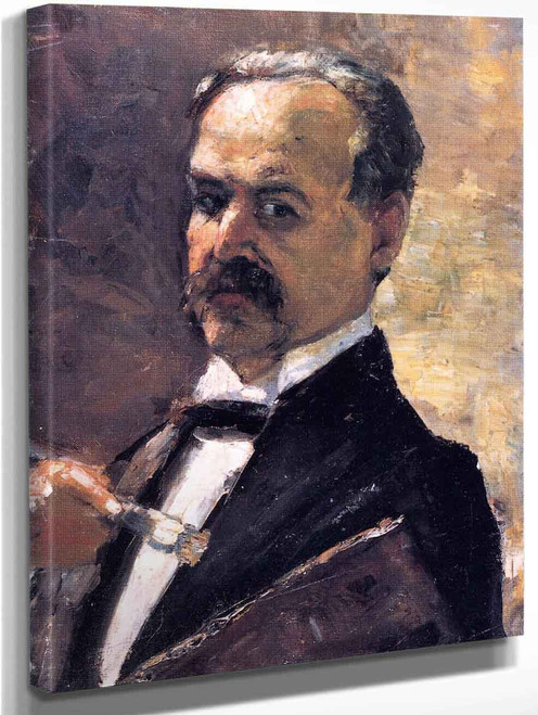 Self Portrait With Brush And Palette By Lesser Ury