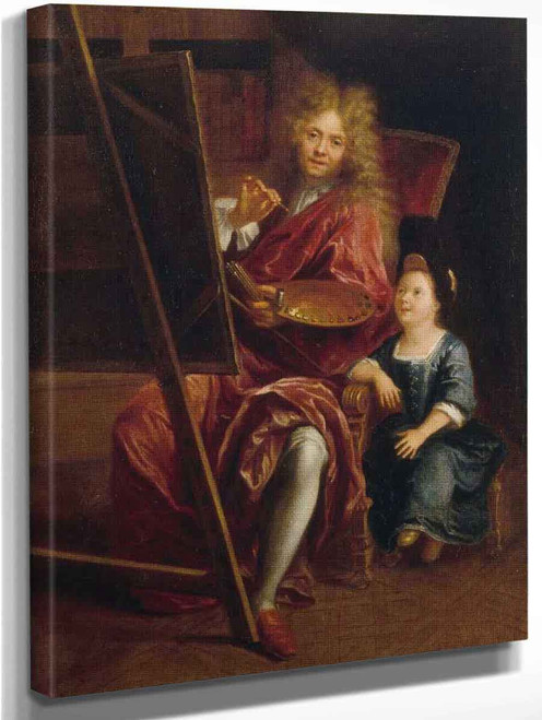 Self Portrait With His Son Charles Antoine By Antoine Coypel Ii By Antoine Coypel Ii