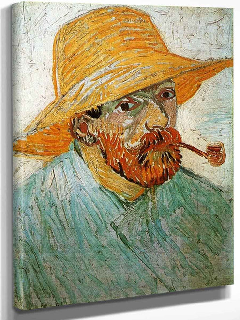 Self Portrait With Pipe And Straw Hat By Jose Maria Velasco