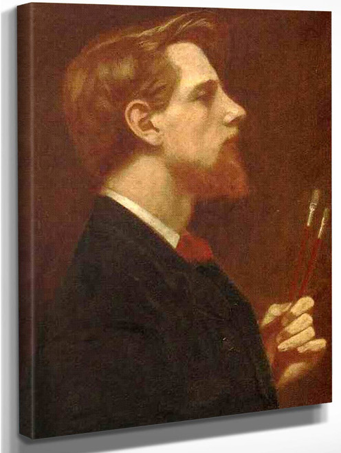 Self Portrait With Two Square Brushes By Thomas Cooper Gotch