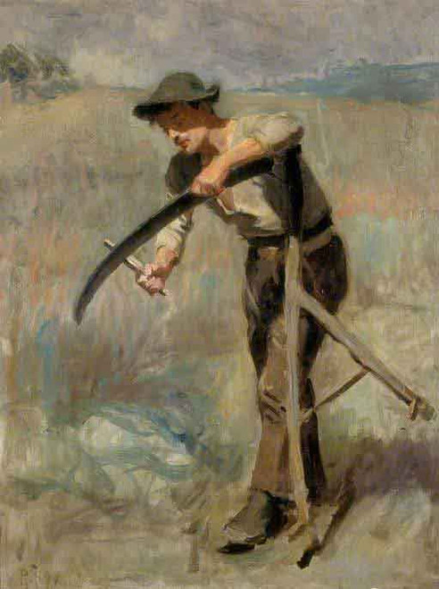Sharpening The Scythe By Ralph Hedley