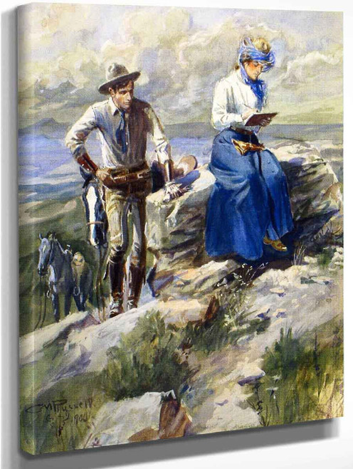 She Turned Her Back On Me And Went Imperturbably On With Her Sketching By Charles Marion Russell
