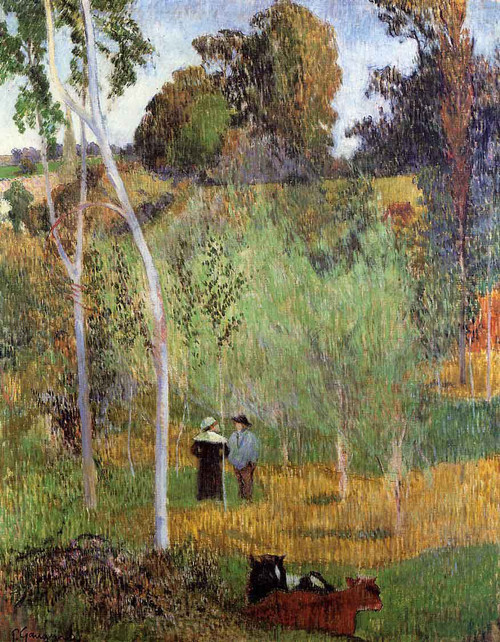 Shepherd And Shepherdess In A Meadow By Paul Gauguin