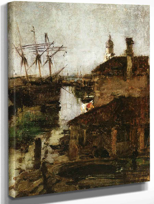 Ship And Dock, Venice By John Twachtman