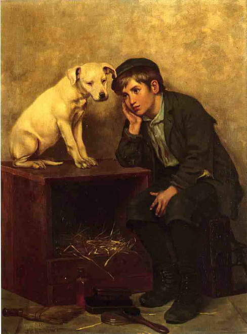 Shoeshine Boy With His Dog By John George Brown