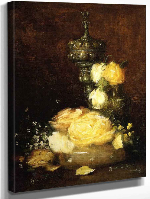 Silver Chalice With Roses By Julian Alden Weir American 1852 1919