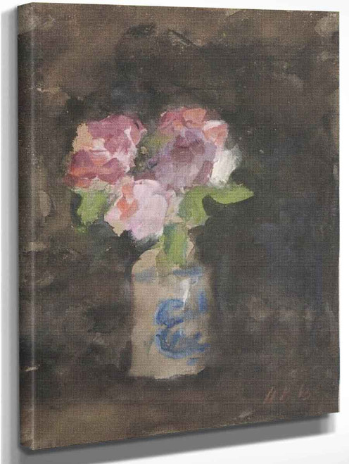 Still Life Of Roses In A Vase By Hercules Brabazon Brabazon