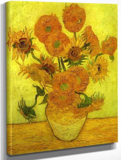 Still Life Vase With Fifteen Sunflowers By Jose Maria Velasco
