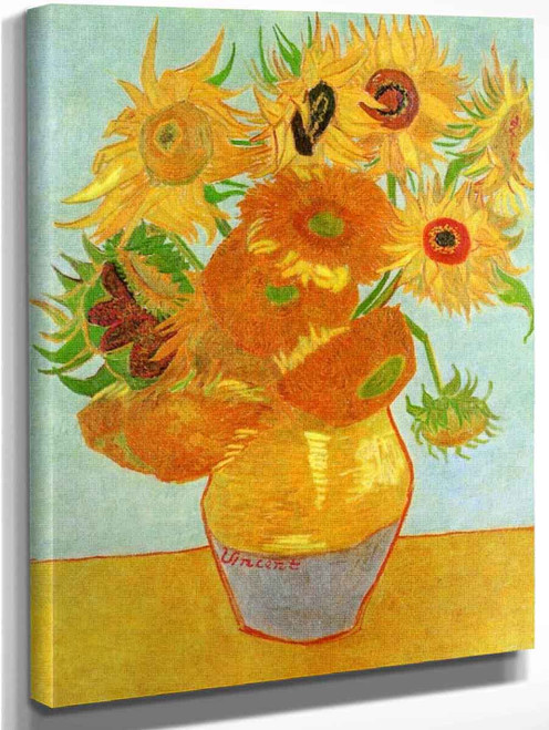 Still Life Vase With Twelve Sunflowers By Jose Maria Velasco