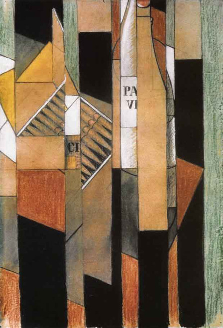 Still Life With Bottle And Cigars By Juan Gris