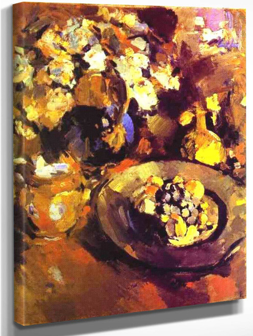 Still Life With Fruit And Bottle By Constantin Alexeevich Korovin