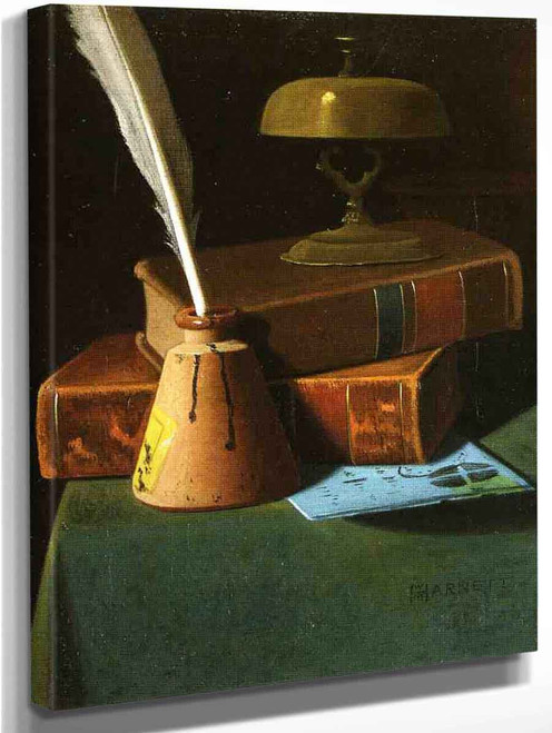 Still Life With Inkwell, Quill And Books By John Frederick Peto By John Frederick Peto