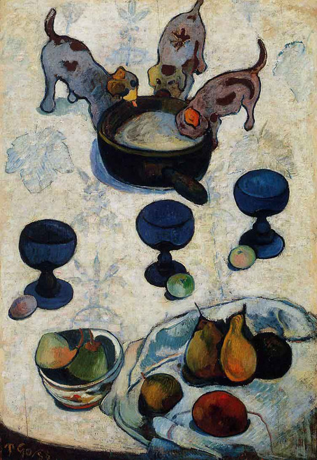 Still Life With Three Puppies By Paul Gauguin