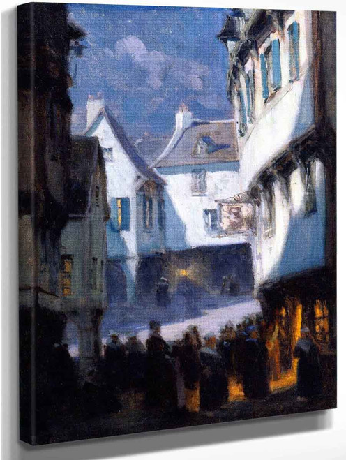 Street, Monlight, Mont Saint Michel By Clarence Gagnon  By Clarence Gagnon