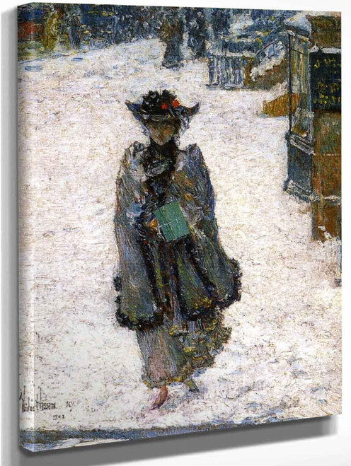 Street Scene, Christmas Morning By Frederick Childe Hassam