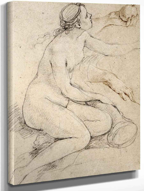 Study Of A Female Nude Leaning On A Cornucopia By Charles Joseph Natoire By Charles Joseph Natoire