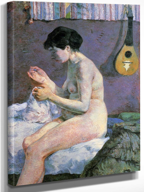 Study Of A Nude, Suzanne Sewing By Paul Gauguin