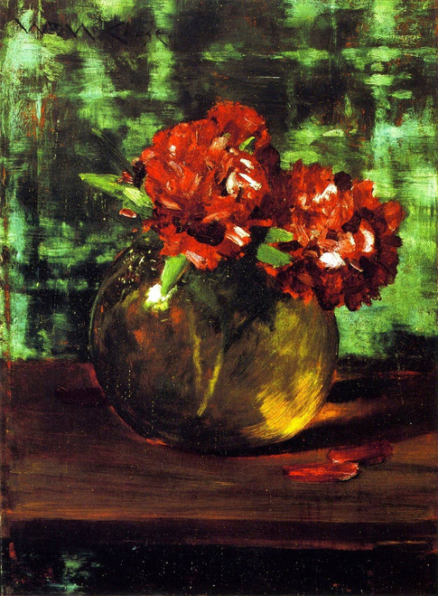 Study Of Flowers, Red Against Green By William Merritt Chase Study Of Flowers, Red Against Green By William Merritt Chase