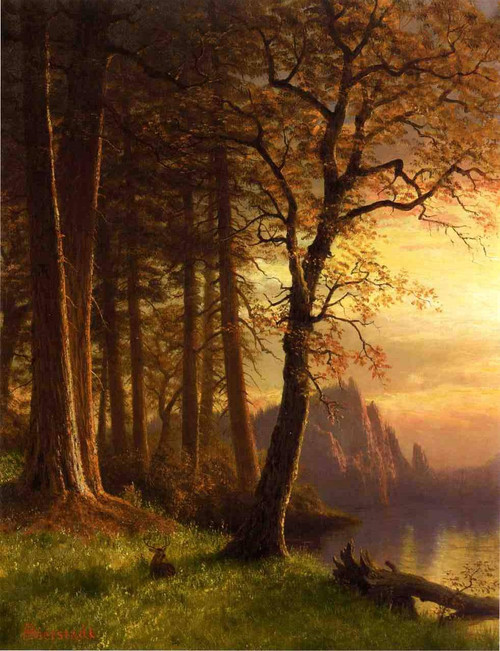 Sunset In California Yosemite By Albert Bierstadt