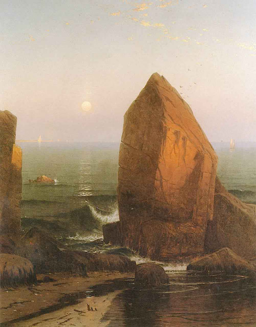 Sunset Moonrise, On Iron Round Island, Mr. Desert, Maine By Alfred Thompson Bricher