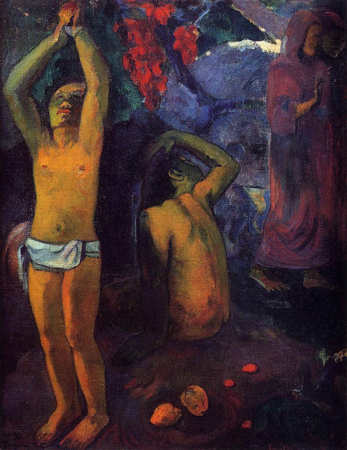 Tahitian Man With His Arms Raised By Paul Gauguin