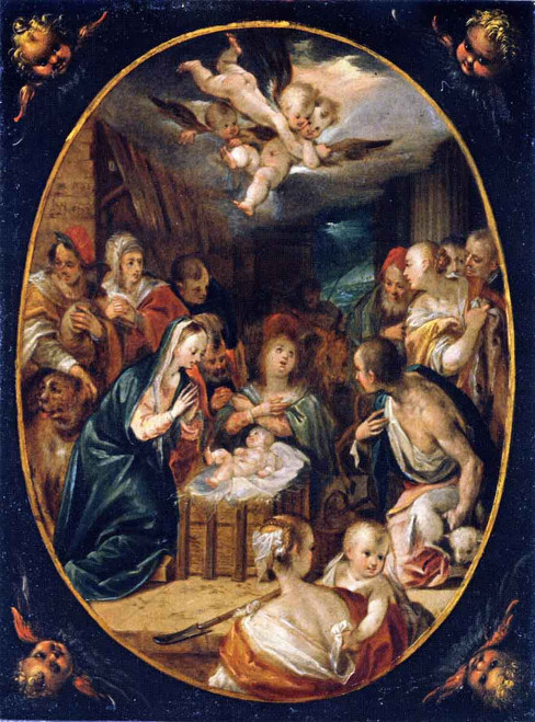 The Adoration Of Shepherds By Hans Von Aachen By Hans Von Aachen
