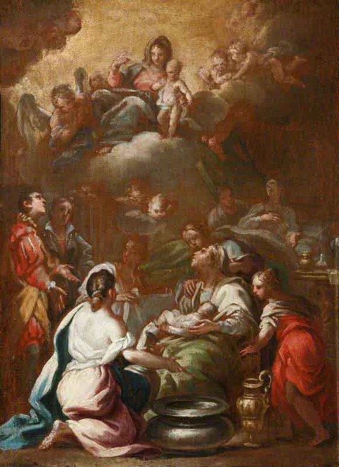 The Birth Of The Virgin With The Virgin And Child In Glory By Luca Giordano, Aka Luca Fa Presto By Luca Giordano