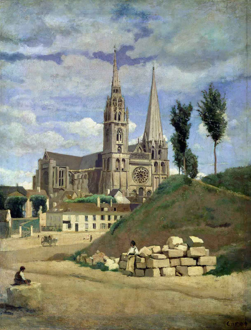 The Cathedral Of Chartres By Jean Baptiste Camille Corot