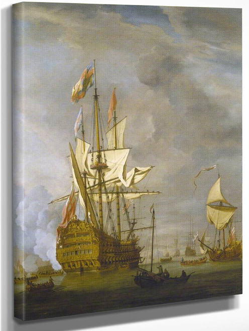 The English Ship 'Royal Sovereign' With A Royal Yacht In A Light Air By Willem Van De Velde The Younger Art Reproduction