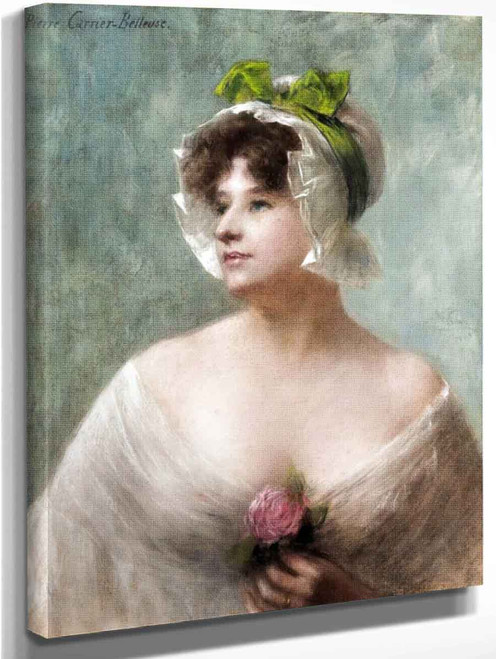 The Green Ribboned Bonnet By Pierre Carrier Belleuse By Pierre Carrier Belleuse