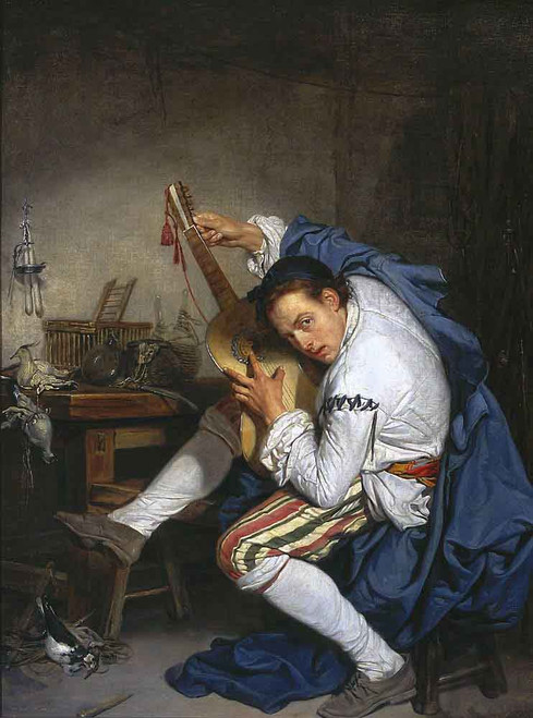 The Guitarist By Jean Baptiste Greuze